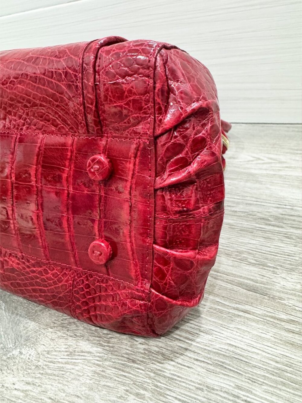 Like New Nancy Gonzalez Linda Medium Red Croc Satchel Top Handle Bag - Picture 7 of 15